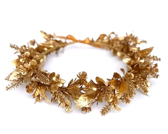 Laurel de hoja dorada, corona, traje de toga, dios griego, tocado romano, otoño, boda griega, laurel de hoja nupcial, novio, laurel de cabello de diosa