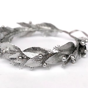 Silver Leaf Crown, Garland, Headband, Silver Greek Hair Laurel, Roman Headpiece, Toga Costume, Men’s, Groom, Marcus Aurelius, LARP Headpiece