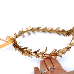 Petite Gold Leaf Headband, Gold Leaf Crown, Garland Wedding Crown, Bridal Headpiece, Greek Leaf Laurel, Toga Costume, Autumn Wedding, Boho, image 9