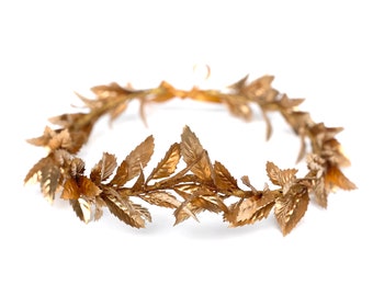 Mens Gold Leaf Crown, Roman Leaf Laurel, Gold Leaf Garland, Greek God, Hair Wreath, Headpiece, Marcus Aurelius, Toga Costume, Groom, Pride