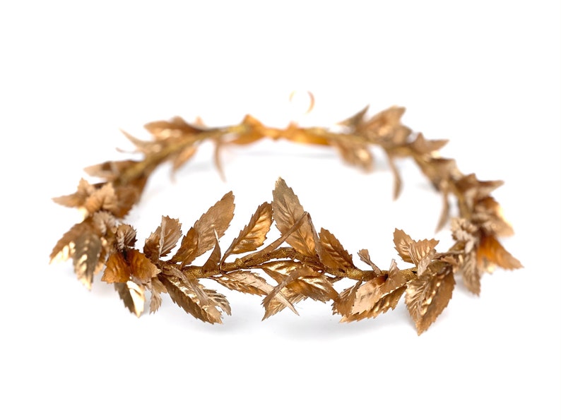 Mens Gold Leaf Crown, Roman Leaf Laurel, Gold Leaf Garland, Greek God, Hair Wreath, Headpiece, Marcus Aurelius, Toga Costume, Groom, Pride image 1