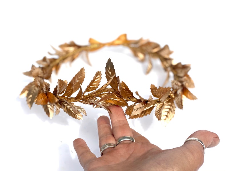 Mens Gold Leaf Crown, Roman Leaf Laurel, Gold Leaf Garland, Greek God, Hair Wreath, Headpiece, Marcus Aurelius, Toga Costume, Groom, Pride image 4