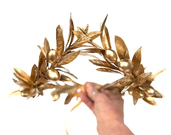 Corona de hojas de olivo, laurel dorado, dios griego, tocado romano, toga, boda griega, regalo de graduación, laureado, novio, corona dorada