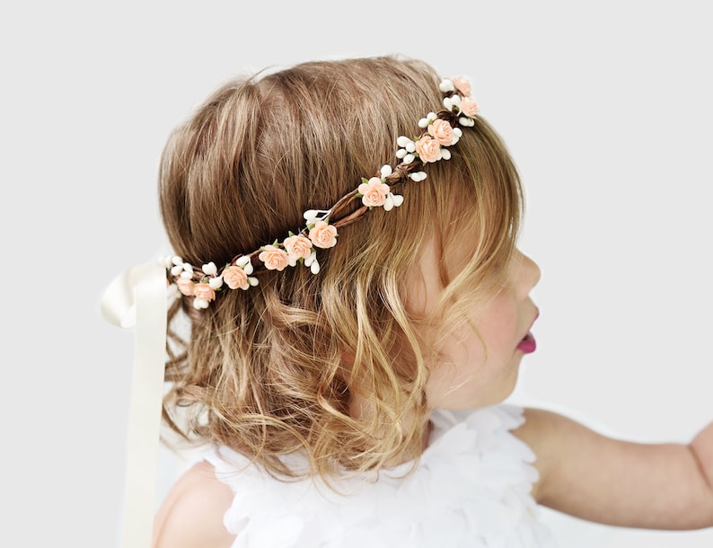 Flower Girl Flower Crown, Flower Girl Headpiece, Flower Girl Hair Wreath, Floral Hair Wreath, Ivory, Pink, White, Red, Blush Pink, Mint image 2