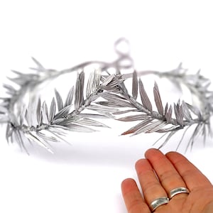 Silver Leaf Crown, Leaf Hair Laurel, Greek God, Goddess, Circlet, Marcus Aurelius, Roman God, Toga Costume, Men’s,Burning Man, Chiton, Boho