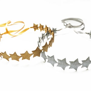 Gold Star Headband, Star Crown, Metallic Gold Star Headpiece, Silver Star Headpiece, Birthday Crown, Costume, LARP, Fourth of July, July 4th image 3