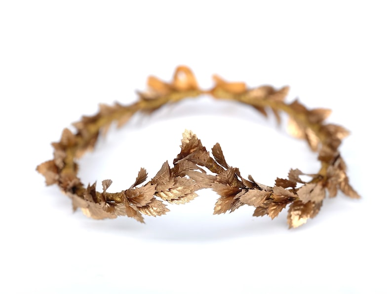Petite Gold Leaf Headband, Gold Leaf Crown, Garland Wedding Crown, Bridal Headpiece, Greek Leaf Laurel, Toga Costume, Autumn Wedding, Boho, image 2
