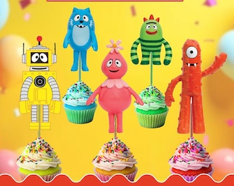 Adornos personalizados para cupcakes de Yo Gabba Gabba (descarga en PDF)