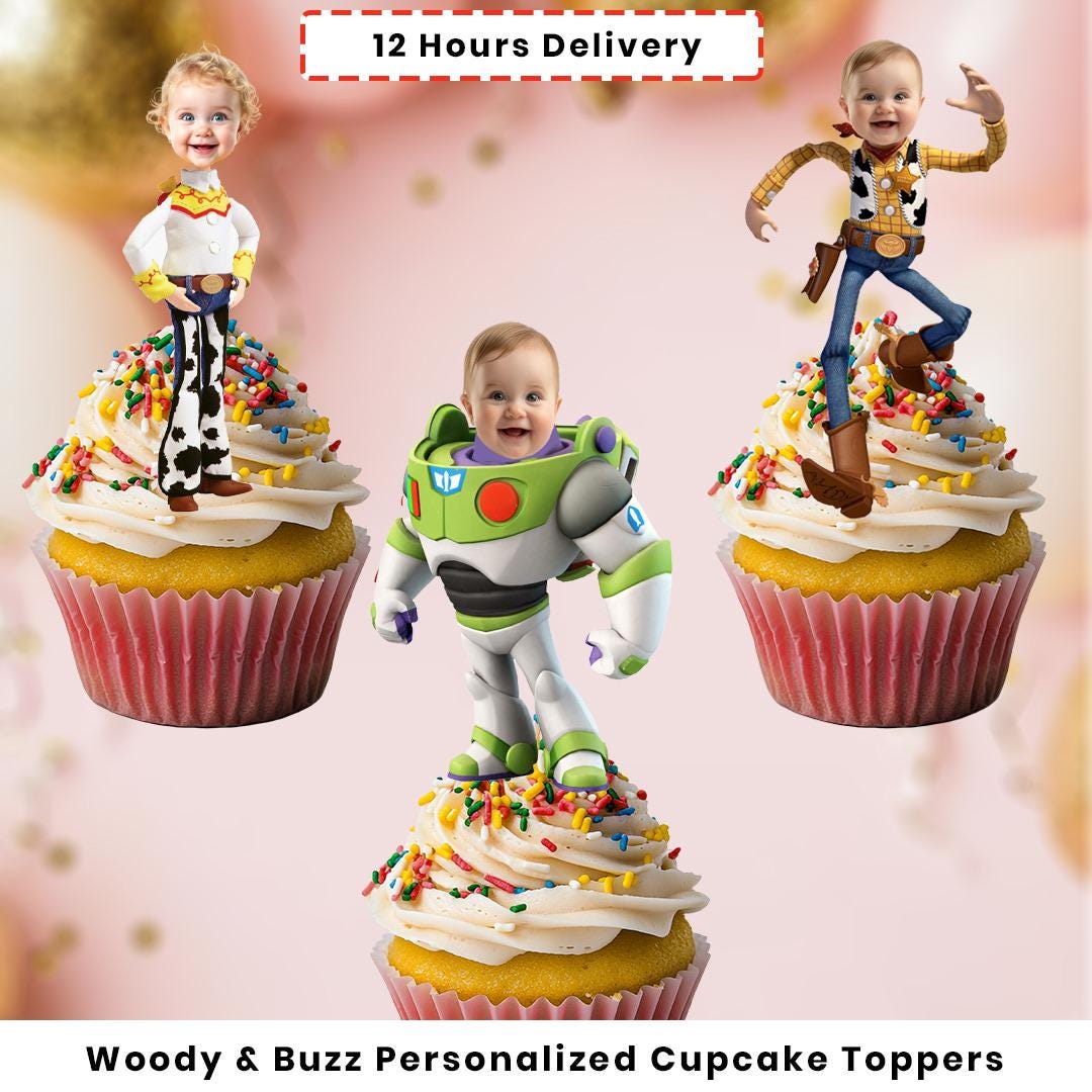 Toy Story Cupcake Toppers With Child’s Face | Digital Woody \u0026 Buzz  Lightyear Party Decor - Etsy, image size:1080x1080