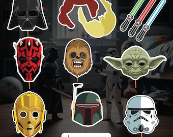 Accesorios de Star Wars / Fotomatón para fiestas / Decoración para fiestas / Tema de Star Wars / Archivo PDF digital