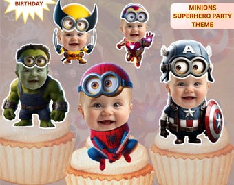 Adornos personalizados para cupcakes con la cara de los Minions / Artículos para fiestas de Minions / Decoraciones de cumpleaños / Archivo digital
