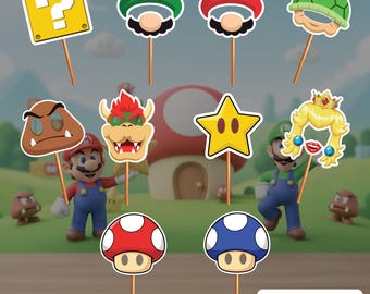 Accesorios de Super Mario / Fotomatón para fiestas: Fiesta de cumpleaños de Luigi / Descarga instantánea en PDF