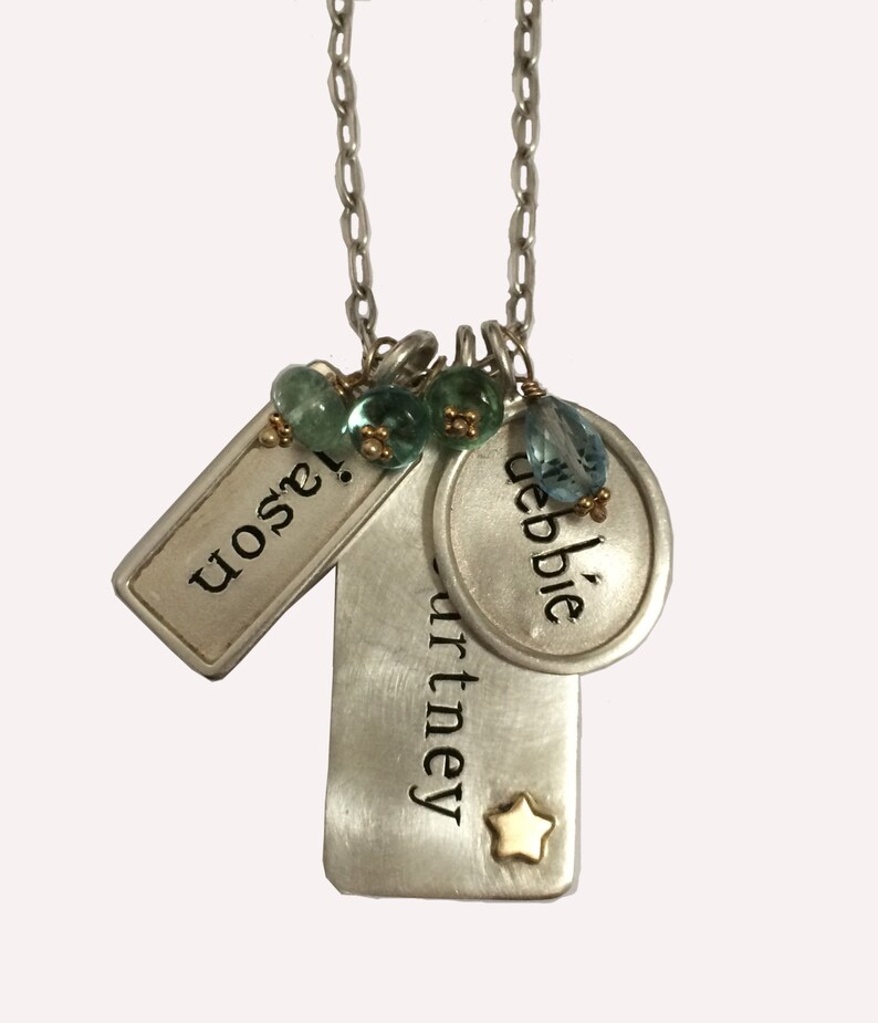 Engraved Charm Necklace Personalized Sterling Silver Etsy