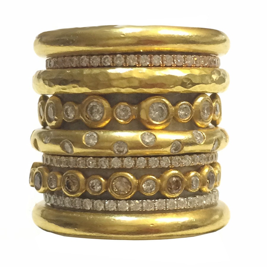 22k or 18k Gold Stacking Rings/wedding Bands/etoile - Etsy