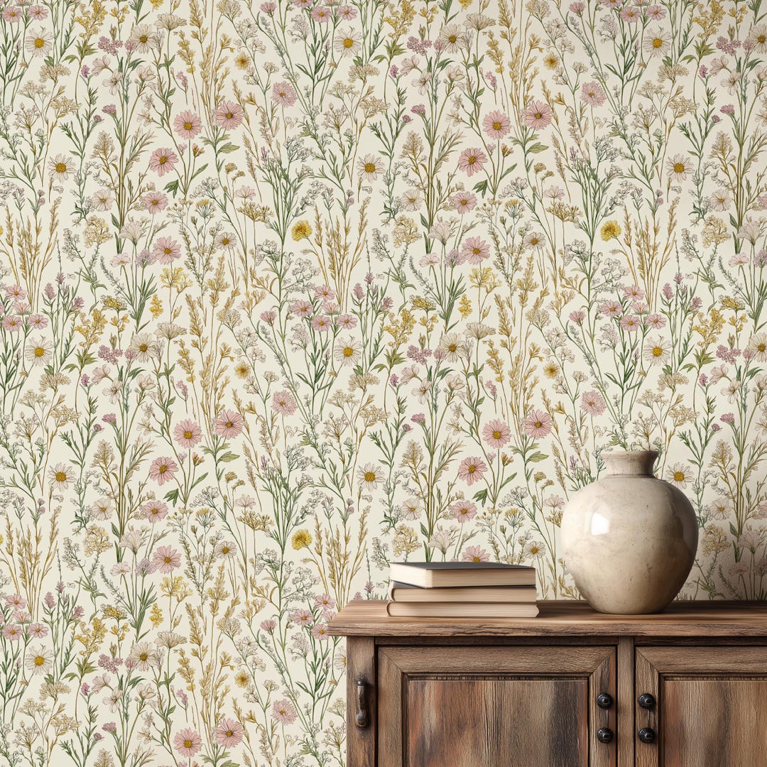 Vintage Wildflower Wallpaper Removable Peel and Stick Botanical Wall ...