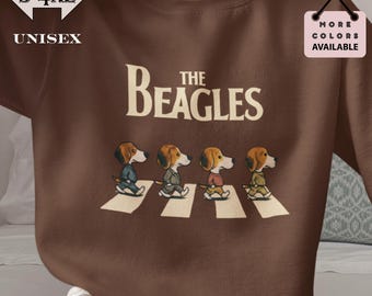 Moletom da Banda The Beagles, Moletom de gola redonda para amantes de cães com paródia dos Beatles, Moletom engraçado inspirado nos Beatles, Presente para mãe de Beagle, Moletom fofo para cachorro