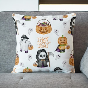 Ghost Trick or Treat Seamless Pattern | Halloween Candy Digital Paper | Spooky Kids Repeat File