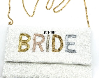 Bride Clutch Purse,White |Beaded Wedding Clutch,Pearl handbag, Evening Bag Gift For Her
