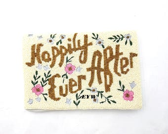 Happily Ever After Beaded Shoulder bag Bridal Pearl Handbag wedding Clutch Purse, Bride Gift,