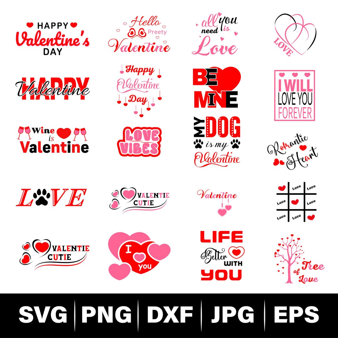Valentine's Day SVG Bundle | Heart & Love Designs (instant Download) - Etsy