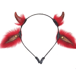 Teufelsohren, rote Teufelsohren, Stirnbandohren, Teufelshorn, Halloween Stirnband, Kostümzubehör, Teufelshorn Stirnband, rote Ohren, handgefertigt