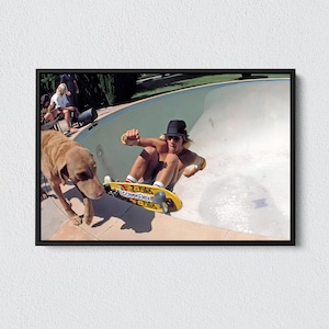Vintage Skateboard Wall Art, Z-Boys Pool Skating, Canvas or Poster Print, 70s Skate Culture ,Retro California Decor, Gift for Skater Room