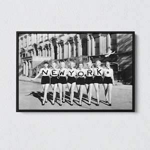 New York Girls Chours Poster, New York Chorus Line, Chorus Line Dancers, Vintage Style, Black and White Photo, Museum Quality Canvas