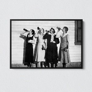 Prohibition Photo Canvas: Women Drinking Beer, Funny Bar Art