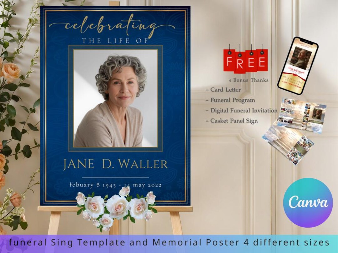 Editable Funeral Welcome Sign Template | Celebration of Life Poster