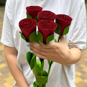 Forever Wooden Roses (5pcs) – Valentine Gift, 5th Anniversary Wood Flowers