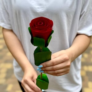 Wooden Rose – Forever Flower Gift, Handmade Eco Red Rose, 5th Anniversary Idea