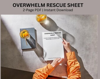 Overwhelm Rescue Sheet | Simple Daily Planner Printable | Minimalist Productivity Worksheet | Brain Dump | Instant Download