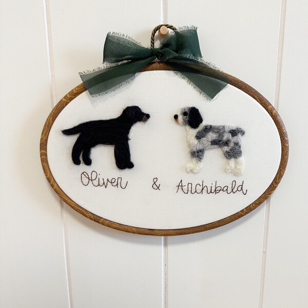 Custom Needle Felt Pet Portrait | Handmade Hoop Art, Personalized Gift