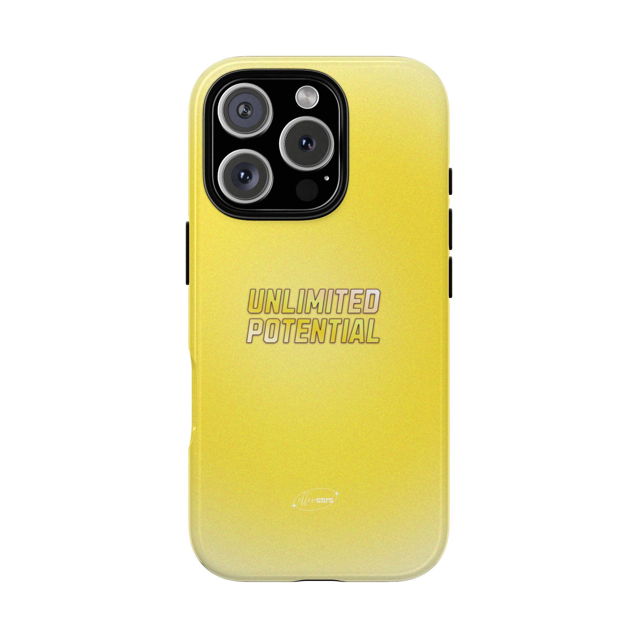 Yellow Phone Case, Unlimited Potential Aura Colors Tough Cover