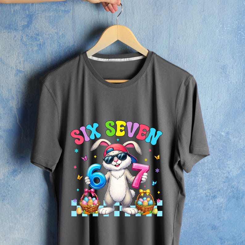 Six Seven 67 Easter Bunny PNG, Funny 6 7 Meme Rabbit Clipart, Happy ...