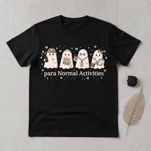 Activités paranormales sur fond de fantômes (PNG), T-shirt d'Halloween pour enseignant spécialisé, Motif de sublimation d'automne