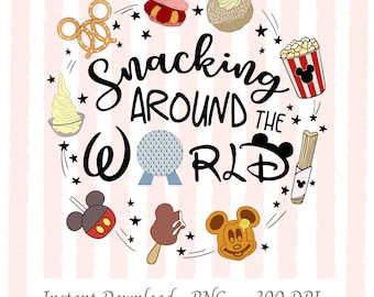 Przekąski na całym świecie PNG | Clipart z jedzeniem w parku rozrywki | Przekąski World Showcase | Cyfrowy plik projektu sublimacji
