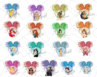 Disney Princess PNG Pakiet Disney Parks Disney World Projekt parku rozrywki do pobrania natychmiast
