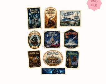 Theme Park PNG Magic Castle Stamps Happily Ever Land Tshirt Matching Family Vacation Wildest Ride Sublimation Design Digital Download
