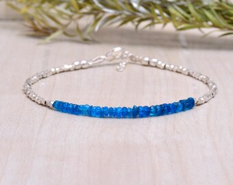 Bracelet Réglable En Apatite Naturelle Verte (115 Cts) - Monture Argentée Plaquée - Fait Main En Inde - NEUF