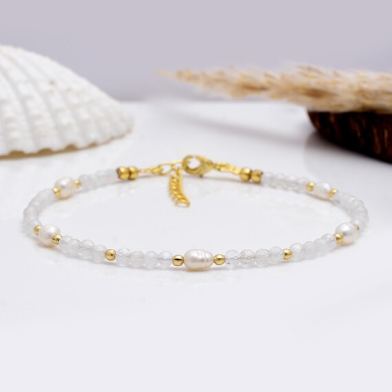 ブルームーンストーン、淡水パールetc.ブレスレット＆チャームセット