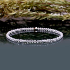 Clear Quartz Stretch Bracelet, Beaded Delicate Crystal Quartz Jewelry, Elastic Stacking Bracelet, April Birthstone