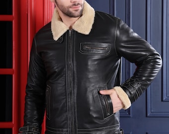 Handmade Men's 60s RAF, Military Aviator Jacket, US Pilot Bomber Coat, Vintage Air Force Jacket, Military Pilot Gift, Genuine Leather Jacket