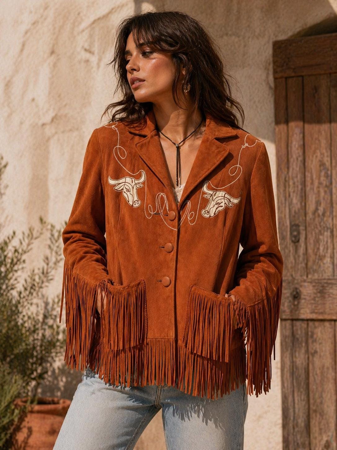 SYNTHETIC SUEDE EMBROIDERY JACKET（M） Embroidered Suede Coat - Etsy