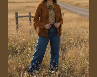 Women's Brown Fringe Suede Jacket – Brown Western Wear Top – Western Jacket – Fringed Jacket – Boho Jacket