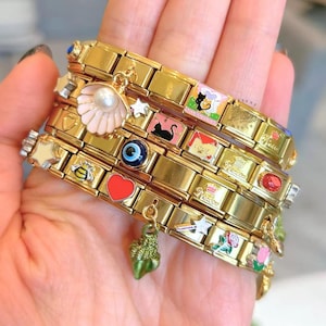Custom Italian Charms Bracelet in Gold Stainless Steel – Women