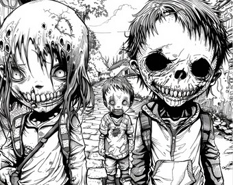 Zombie Kinder Siebdruck, signierte Limitierte Edition (12x12)
