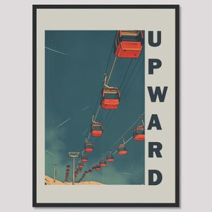 Ski Lift Poster – Retro Alps Cable Car Wall Art, Vintage Winter Sports Print, Swiss Alps Mountain Decor