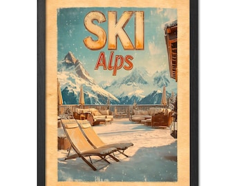Vintage Ski Alps Retreat Poster: Swiss Mountain Chalet Art