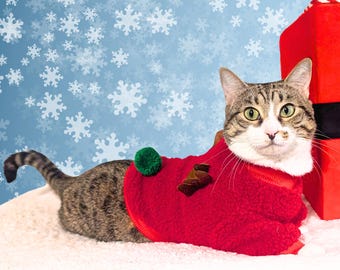 Reindeer Christmas Sweater for Small Dogs & Cats – Fleece Holiday Pet Outfit